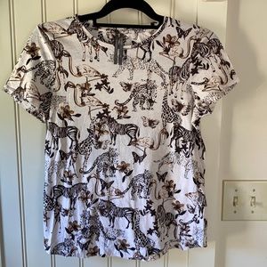 Anthropology t shirt wildlife motif